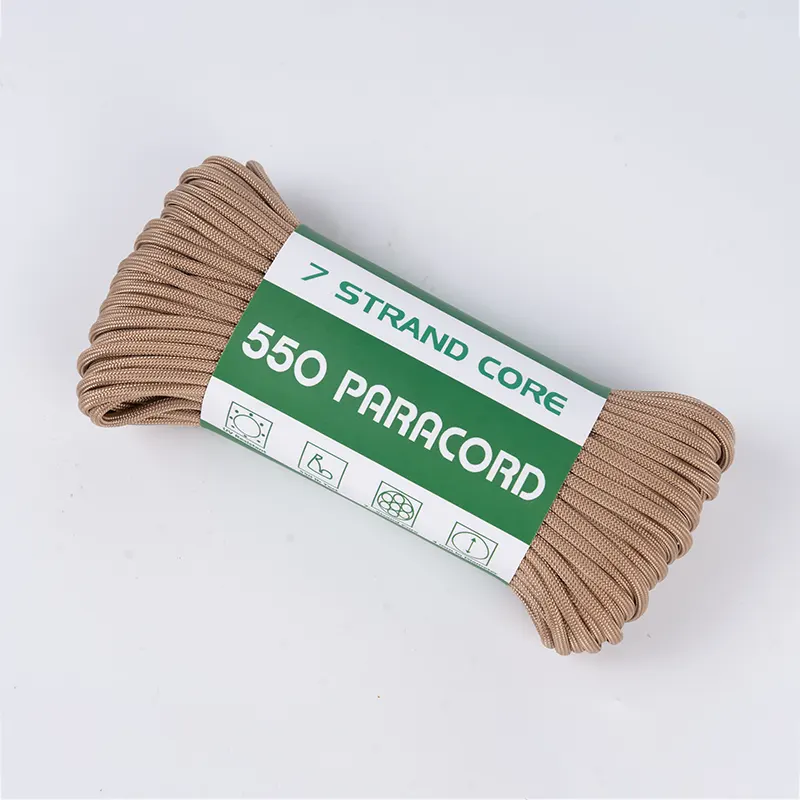 7 Strand Core 4mm Bərk Açıq Qəhvəyi 550 Polyester Paracord