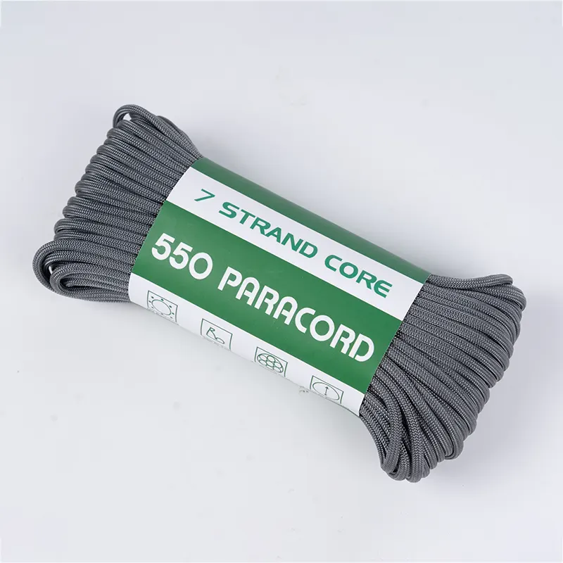 7 Strand Core 4mm Bərk Tünd Boz 550 Polyester Paracord